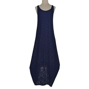 Tommy Bahama M Maxi Dress Dark Blue Floral Lace Ahoy Long Sleeveless